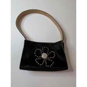 Kelly's Cowgirl Black Leather Cowhide Crystal Studded Bag Western